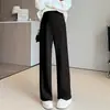 Calça para gestantes 2024 outono e inverno Nova versão justa de veludo de coelho emagrecimento calça de perna larga suporte para a barriga de gestante calça reta calça de chão