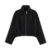 Jaqueta Bomber Casual de Cor Sólida com Gola Alta Nova Primavera 2026 Feminina Transfronteiriça 8372283