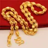 Joyería de Cobre Chapado en Oro Collar de Arena Dorada Vietnamita para Hombre, Patrón de Dragón Monocromático, Cuenta Redonda, Eslabón de Bambú, Collar de Imitación de Oro para Hombre