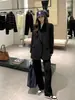 Blazer Negro Mujer Estilo Callejero de Alta Gama Otoño 2025 Estilo Coreano Nuevo Holgado Adelgazante Traje Casual para Personas Bajas
