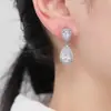 Pendientes de personalidad de moda europea y americana con forma de gota de agua y circonita AAA para mujer, temperamento hermoso, Joker, pendientes de marca grande, ventas directas de fábrica