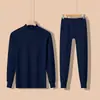 Conjunto de ropa interior térmica de otoño para hombre de la marca Source, algodón puro, fino, cálido, cuello redondo, talla grande, para mediana edad y mayores, venta al por mayor y entrega directa