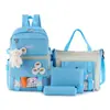 Mochila escolar para estudiantes de cuatro o cinco piezas, mochila para estudiante de primaria femenina, mochila de lona, mochila para niño, moderna, rábano, conejito
