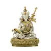 Estatua Tallada de Cobre Blanco del Guru Padmasambhava, Decoración para el Hogar de Interior Estatua de Cobre del Guru Padmasambhava, Adorno de Cobre de Mesa