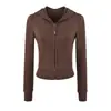 Ropa de mujer INS transfronteriza estilo europeo y americano al por mayor otoño nuevo sudadera con capucha y cremallera estilo Maillard ajustada chaqueta