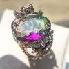 Fabricantes de Suministro Transfronterizo Venden Directamente Anillos Europeos y Americanos Nuevos, Anillos de Diamante de Cobre Fino con Circonia de Colores de Moda y de Alta Gama