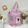 Bolso de Lona de Moda 2026, Bolso de Hombro Literario de Dibujos Animados Estilo Coreano Fresco y Dulce, Bolso Tote de Gran Capacidad para Estudiantes Universitarias