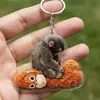 Pingente de bolsa em acrílico, chaveiro de macaco gorila com braços longos, decoração de mochila de coisa feia presente