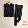 Traje térmico de terciopelo para hombre y mujer, forro polar, engrosado, súper grueso, lana de cordero, ropa de otoño para mediana edad y ancianos, pantalones largos, invierno para mujer