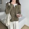 Suéter suave y encerado estilo coreano para mujer, chaqueta cárdigan corta de punto holgada de estilo perezoso para otoño e invierno