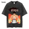 Amazon LAZADA lavou camiseta de manga curta masculina roupas soltas de verão em camiseta retrô Fashion Brand estilo Hong Kong