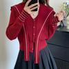 Cárdigan de Punto Rayado con Cuello Marino Kaning para Mujer 2026 Otoño Nuevo Diseño Suéter Elegante Ropa de Abrigo