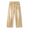 Jeans de pierna ancha para hombre y mujer, nuevos pantalones holgados de cintura media que estilizan y caen bien en color caqui/verde, con diferente composición