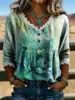2026 Nueva Camiseta Estampada Transfronteriza de Cuello en V con Encaje Top Elegante Camisa Casual de Trabajo para Mujer Verano