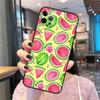 Funda para teléfono móvil con diseño de sandía, color verde fresco y tierra roja, compatible con iPhone 15.