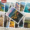 36 Peças de Adesivos de Carimbo de Pintura a Óleo de Paisagem Mundial, Monte Fuji, Vista para o Mar, Cidade Antiga, Adesivos Decorativos à Prova d'Água para Diários, Atacado
