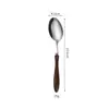 Amazon Transfronterizo Cuchillo, Tenedor, Cuchara de Acero Inoxidable 304 con Mango de Madera de Pollo, Tenedor y Cuchillo para Filete Estilo Occidental, Tenedor y Cuchara para Postre