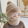 Sombrero Bufanda de Invierno para Mujer Integrado a Prueba de Viento Protección para las Orejas Cubre Cara Antipolvo Máscara Felpa Engrosado Cálido Ciclismo Gorro Pulóver