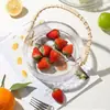 Cesta de Fruta de Vidrio Tejida de Ratán Hecha a Mano Japonesa Plato de Fruta para Sala de Estar en Casa Plato de Fruta Seca Plato de Bocadillos para el Té Cubo de Hielo Venta al por Mayor