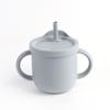 Vaso para beber de silicona para bebés de grado alimenticio, vaso de entrenamiento para bebés, vaso de silicona para beber, dos en uno, doble tapa, ventosa molar