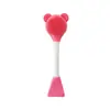 Ferramenta de silicone para limpeza facial e massagem, em formato de urso, com cabo longo e cabeça dupla, escova multifuncional para massagem facial e remoção de maquiagem