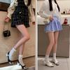 Princesa, por favor, use zapatos Mary Jane de piel de vaca de seda a juego con diamantes de imitación de color, zapatos de cuero de cabeza cuadrada de tacón medio grueso de 2025, talla grande 41