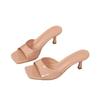 Zapatillas de mujer nuevas talla 42 2024, zapatos de mujer, zapatillas de punta cuadrada con punta de pez, zapatos de moda de tacón medio y fino de 7 cm.