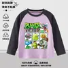 Plantas vs.. Camiseta de manga comprida infantil de zumbis, um estilo popular de primavera/outono, gola redonda, camiseta de algodão puro, camiseta raglan para meninos