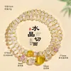 Pulseira de Miçangas com Duplo Círculo de Cristal Branco Cortado Moda Feminina Amethysto de Alta Qualidade Olho de Tigre Dourado Joias Atacado