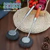 Escova de Limpeza para Panelas com Cabo de Madeira em Aço Inoxidável, Modelo Novo para Uso Doméstico, Escova de Limpeza de Cozinha com Cabo Longo, Escova de Palha de Aço para Panelas, Limpeza de Cantina, Utensílios de Cozinha