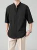 Ropa Muxi Verano Nuevo Estilo Chino Cuello Alto Versión Coreana Camisa Blanca para Viajar Fina de Secado Rápido Versátil Corte Holgado Media Manga