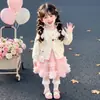 Conjunto de Saia Estilo Pequeno Chanel Elegante para Primavera/Outono para Bebês Meninas 2026 Novo Vestido Princesa de Renda Super Bonito