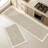 Tapete de Chão de Cozinha Cor Sólida Café com Leite Longo Absorvente de Lama Diatomácea Tapete de Chão Doméstico Resistente à Sujeira Fácil de Cuidar Tapete de Pé Longo Antiderrapante