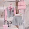 Conjunto de saia plissada estilo academia primavera para meninos grandes, novo estilo coreano, elegante, saia plissada JK, conjunto de duas peças