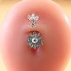 Europeo y Americano Sexy Colgante de Mariposa Uña Umbilical Acero Inoxidable Micro-incrustado Zircon Luna Anillo para el Ombligo Joyería Larga para Perforación de Mujer