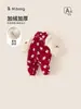 Bangxuan 2025 Nova Roupa de Inverno e Ano Novo para Bebês Meninas, Roupas de Um Ano, Macacões Infantis Estilo Chinês com Fivela de Pérola