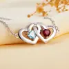 Collar de Corazón a Corazón de Amor Más Vendido Transfronterizo Piedra de Nacimiento de Diciembre Marcado y Grabado Láser Joyería Conmemorativa del Día de la Madre