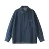 Yidao Vintage Outono 2026 Novidades Camisa Jeans Listrada Vertical Estilo Cityboy Japonês Masculina Solta Casual