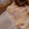 Anel de Prata Esterlina S925 com Ametista para Mulheres com Design de Corrente de Nicho, Cravejado com Granada e Topázio, Joia de Luxo Leve de Alta Qualidade