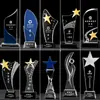 Troféu Criativo de Cristal Personalizado em Madeira Sólida Cor Metálica Troféu de Impressão Prêmio Comemorativo Concurso de Debates Discurso Troféu Esmaltado