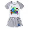 Traje de verano 2023 para niños y niñas, pantalones cortos, camiseta de manga corta, conjunto deportivo informal de dos piezas