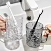Vaso para enjuague bucal con patrón de glaciar para uso doméstico, vaso para cepillado de dientes y lavado para mujeres, vaso portacepillos de dientes transparente de alta gama