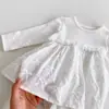 Camisa Babydoll de Manga Larga Nueva de Primavera para Niñas Algodón para Bebés Niña Bordado de Lazo Mono Harem