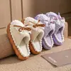 2026 Pantuflas de Algodón Lazo Invierno Mujer Engrosadas Calientes Antideslizantes Suela Gruesa Pareja Pantuflas de Casa Lindas Zapatos Postparto