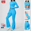 Conjunto de yoga para exportação transfronteiriça, com gola alta, jaqueta com zíper, calça pantalona e roupa esportiva de yoga de secagem rápida, modelo 5112