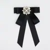 Pajarita para Mujer, Lazo Grande Estilo Coreano, Pin Cuadrado Negro con Pedrería, Decoración para Cuello de Camisa, Flor de Terciopelo para Cuello