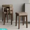 Taburete de Madera Maciza para Uso Doméstico, Taburete Cuadrado Pequeño, Taburete Redondo Simple Apilable, Taburete Bajo para Tocador, Taburete de Almacenamiento para Silla de Mesa de Comedor de Sala de Estar