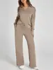 Estación Independiente de Amazon Conjunto de Dos Piezas: Top Holgado de Manga Larga con Cuello en V y Diseño de Cordón, Pantalones Acampanados con Cintura Elástica