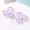 Adornos florales de tres pétalos semitransparentes con borde dorado para zuecos, hebillas de zapatos, accesorios de bricolaje, accesorios para el cabello y pegatinas para fundas de teléfono