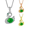 Colgante de cisne de cristal rosa chapado en oro rosa, gran oferta, colgante de cisne de jaspe con piedra de hibisco de imitación, collar de plata, colgante de ganso de diamantes